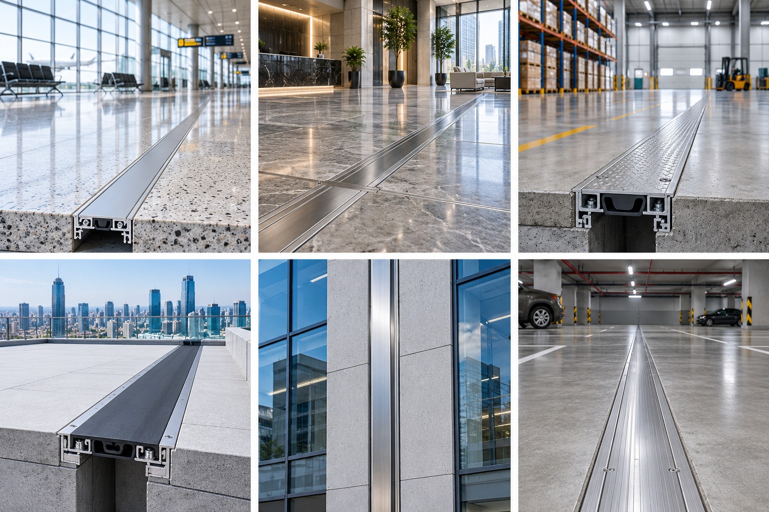 Expansion joint applications across floor, wall, roof and parking areas